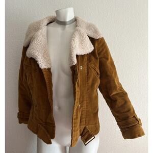 VTG 70s Sears Corduroy Western Jacket Women’s Small Sherpa Barn Chore Coat Brown